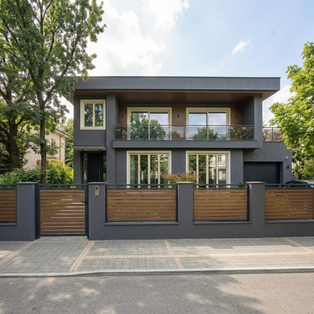 Alutop zlatni prozori tamna fasada